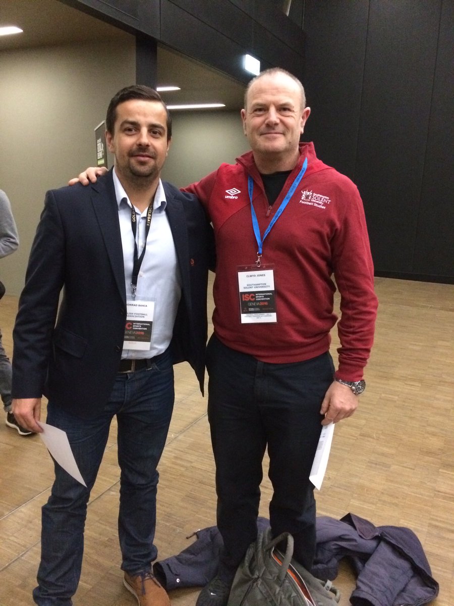 Former FS student Conrad Bania and myself at the ISC Geneva. Conrad is now in a leadership role in Coach Education with Polish FA. Well done