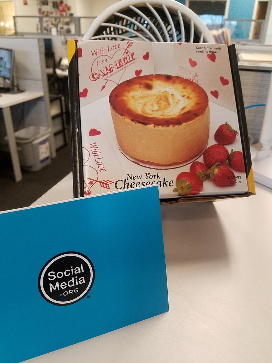 NGayton's tweet photo. .@SocialMediaOrg, The team @Staples thanks you for the amazing @carnegiedeli  cheescake. https://t.co/mQb1C4RBVr