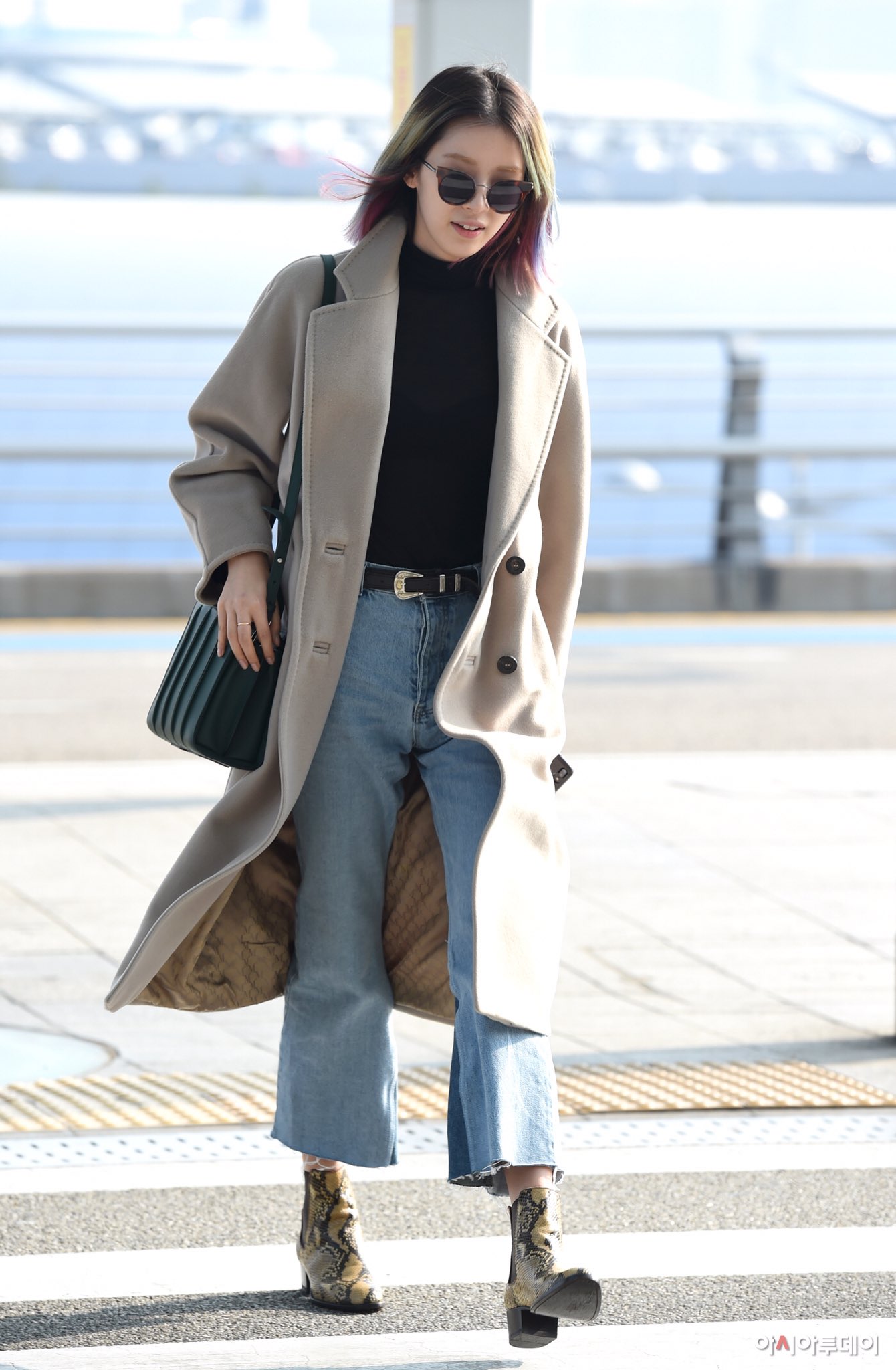 Model Irene Kim is seen on departure at Incheon International