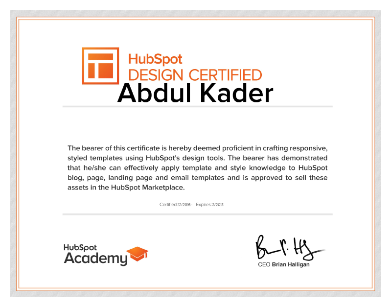 only1kader's tweet image. Finally got the &quot;Hubspot Design Certification&quot; Thanks @coolheadtech @HubSpotAcademy

#Hubspot #hubspotdesign #graphicdesign #webdesign