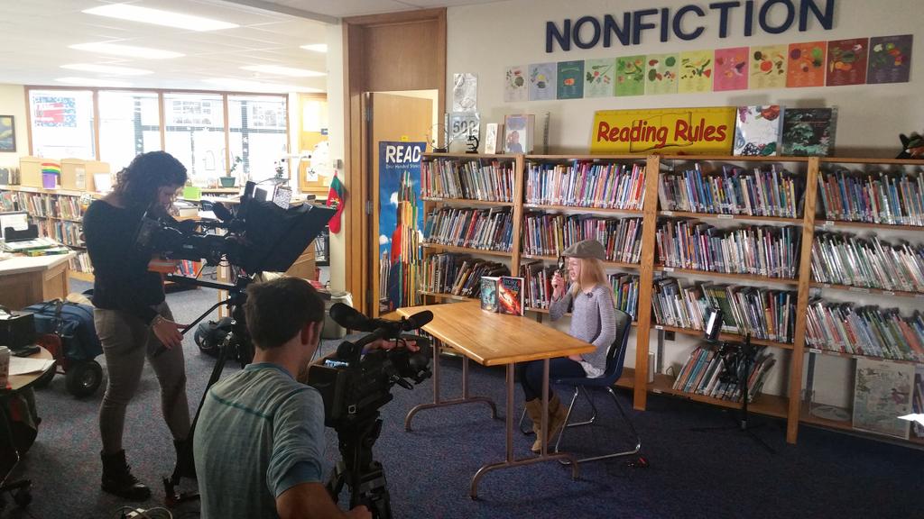 HiltonCSD's tweet image. Maddie talks about &quot;Story Thieves: The Stolen Chapters&quot; by #JamesRiley @WXXIrochester #homeworkhotline