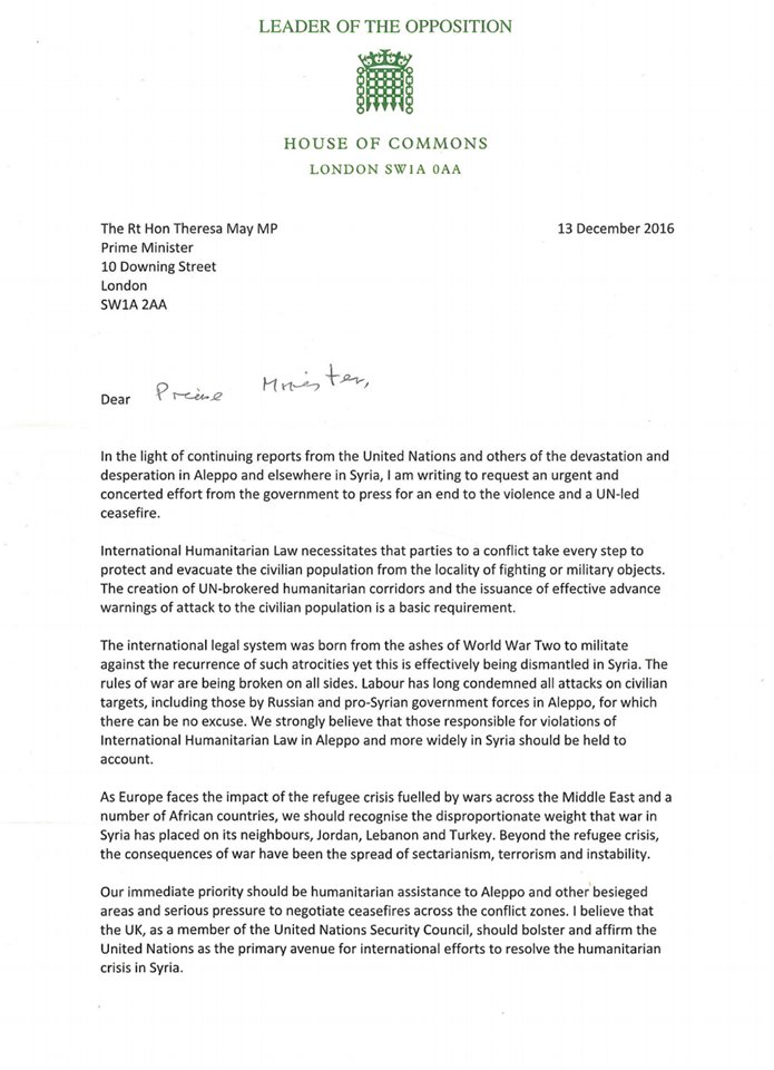 ForTheMany2020's tweet image. @jeremycorbyn has written a letter to the PM raising his concerns about Syria and calling for a peaceful resolution.