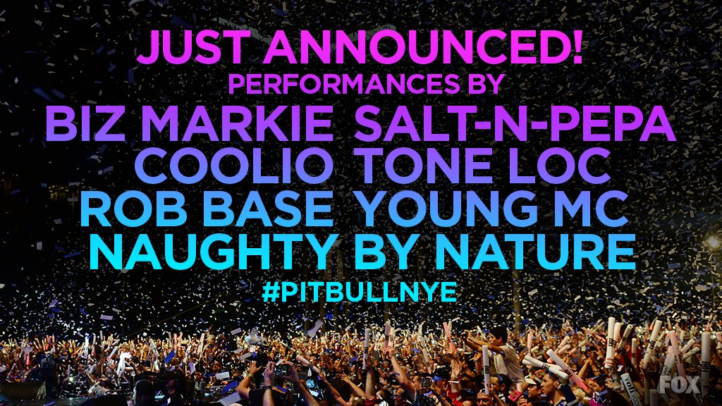 NYEonFOX's tweet photo. BIG NEWS! These hip-hop legends are set to perform on #PitbullNYE! Get ready to ring in an unforgettable new year with @FOXTV! 🎤 https://t.co/BokpuYpUM9