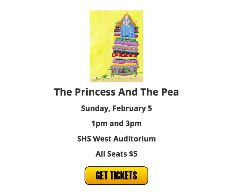 <a href="/stevensonhsfdn/">Stevenson Foundation</a> Children's Theater presents The Princess and The Pea, Sunday Feb. 5. Click for tickets > securelb.imodules.com/s/1597/15/inde…