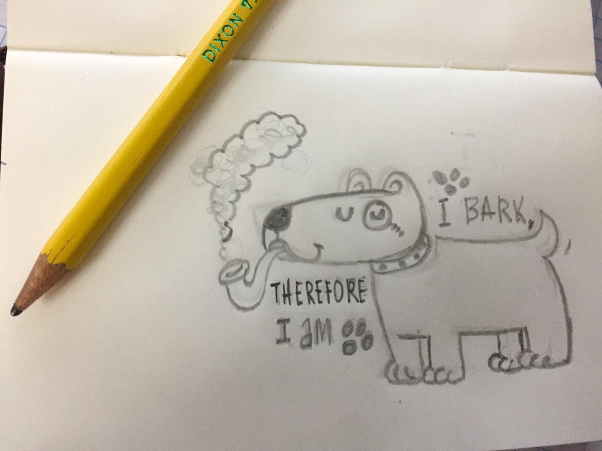 AngieJonesDraws's tweet photo. I bark, therefore I am. #dogphilosopher #warmup #sketchbook. https://t.co/svsfjVx2K5 https://t.co/audMTyP7wu