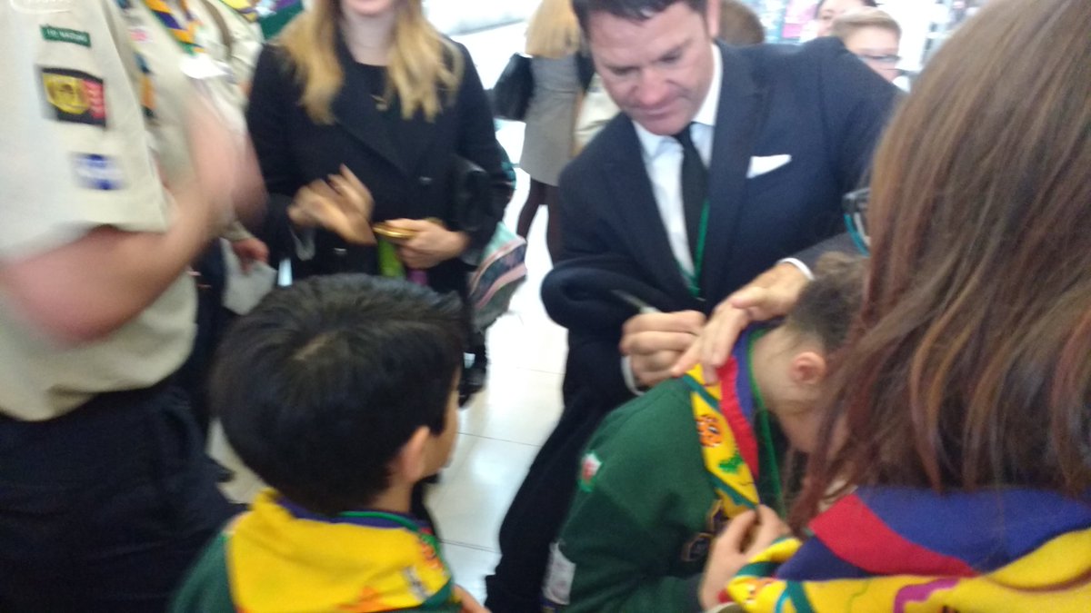 ScoutsCymru's tweet photo. Amazing day with two great @ScoutsCymru Cub Scouts from @CATVOGScouts. Still talking about meeting @SteveBackshall &amp; @Helenglovergb #cubs100 https://t.co/bhHN5GBPIW