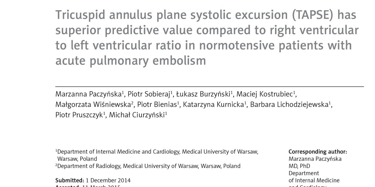 ACEP_EUS's tweet image. In this study of 76 pts with normotensive PE, TAPSE predicted mortality better than RV:LV ratio. ncbi.nlm.nih.gov/pubmed/27695491

#FOAMed #FOAMus