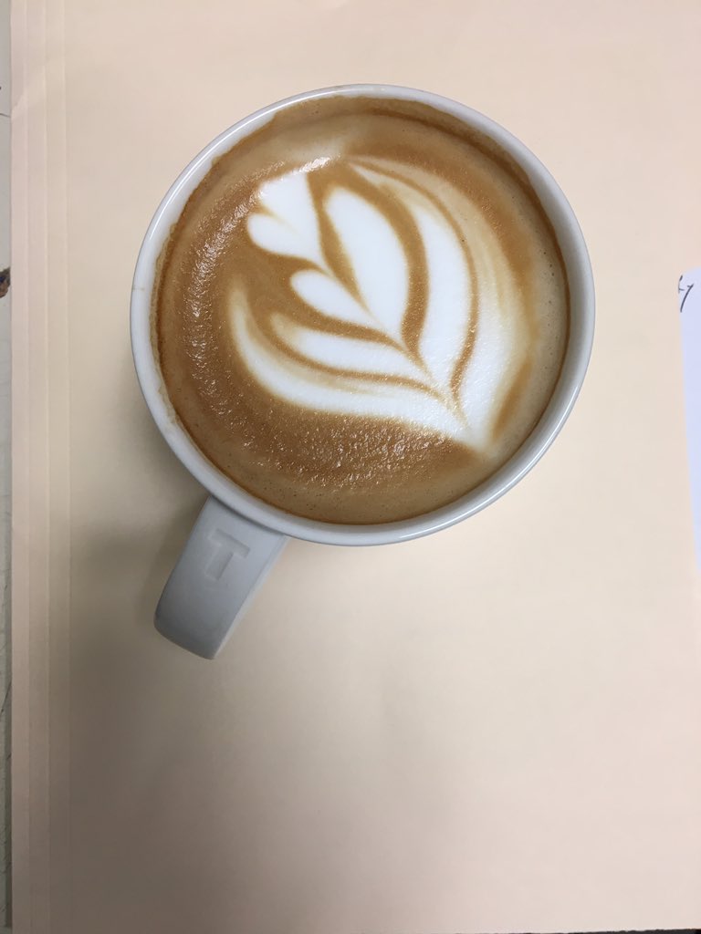 cdrake14's tweet photo. Partner( Claire) showing latte art skills at Scarsdale central https://t.co/B117qG57j3