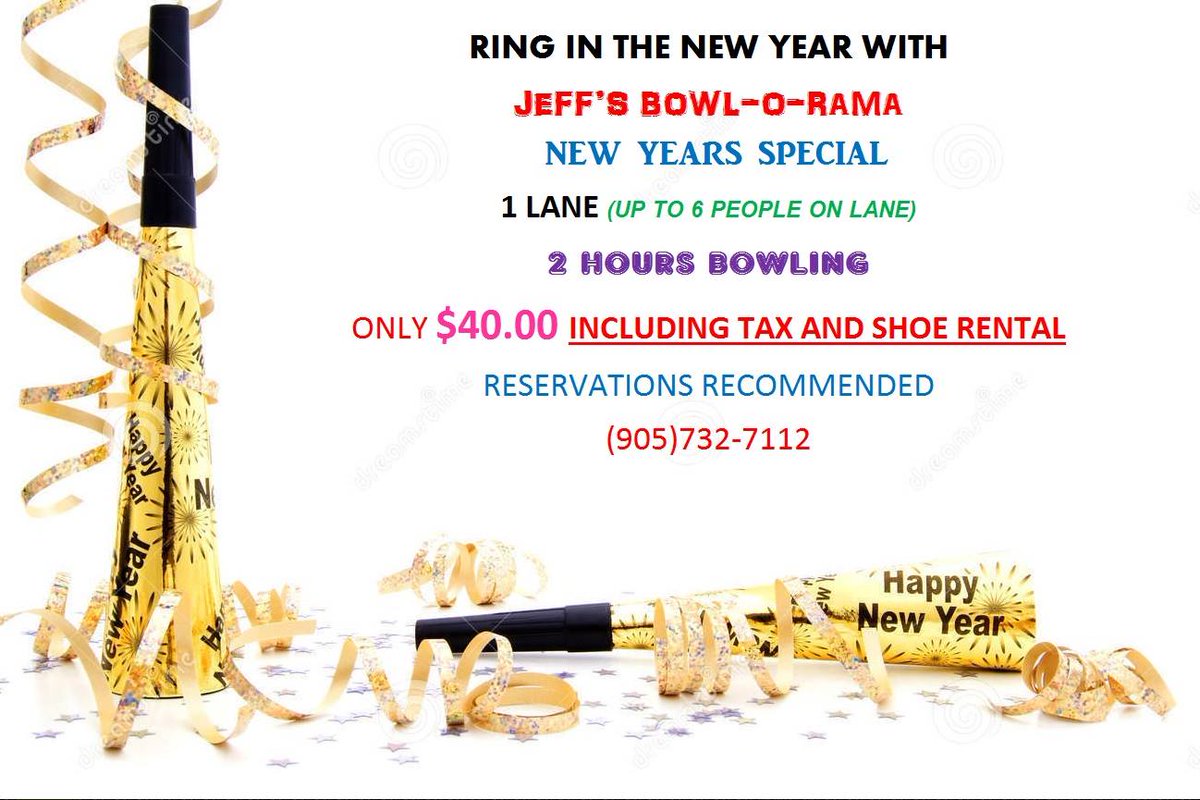 Celebrate New Years Eve <a href="/JeffsBowlORama/">Jeff's Bowl-O-Rama</a>