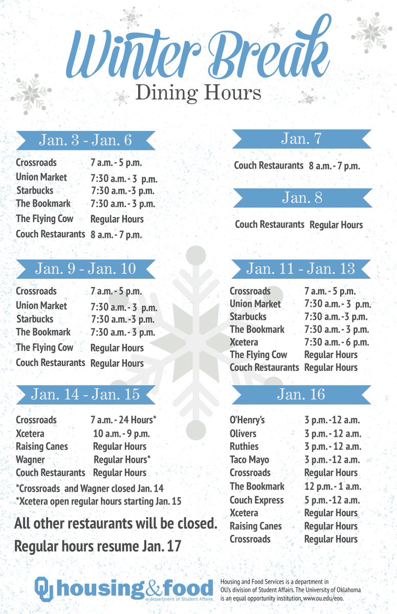 Ou Campus Dining On Twitter Make Sure You Check Out Our Hours