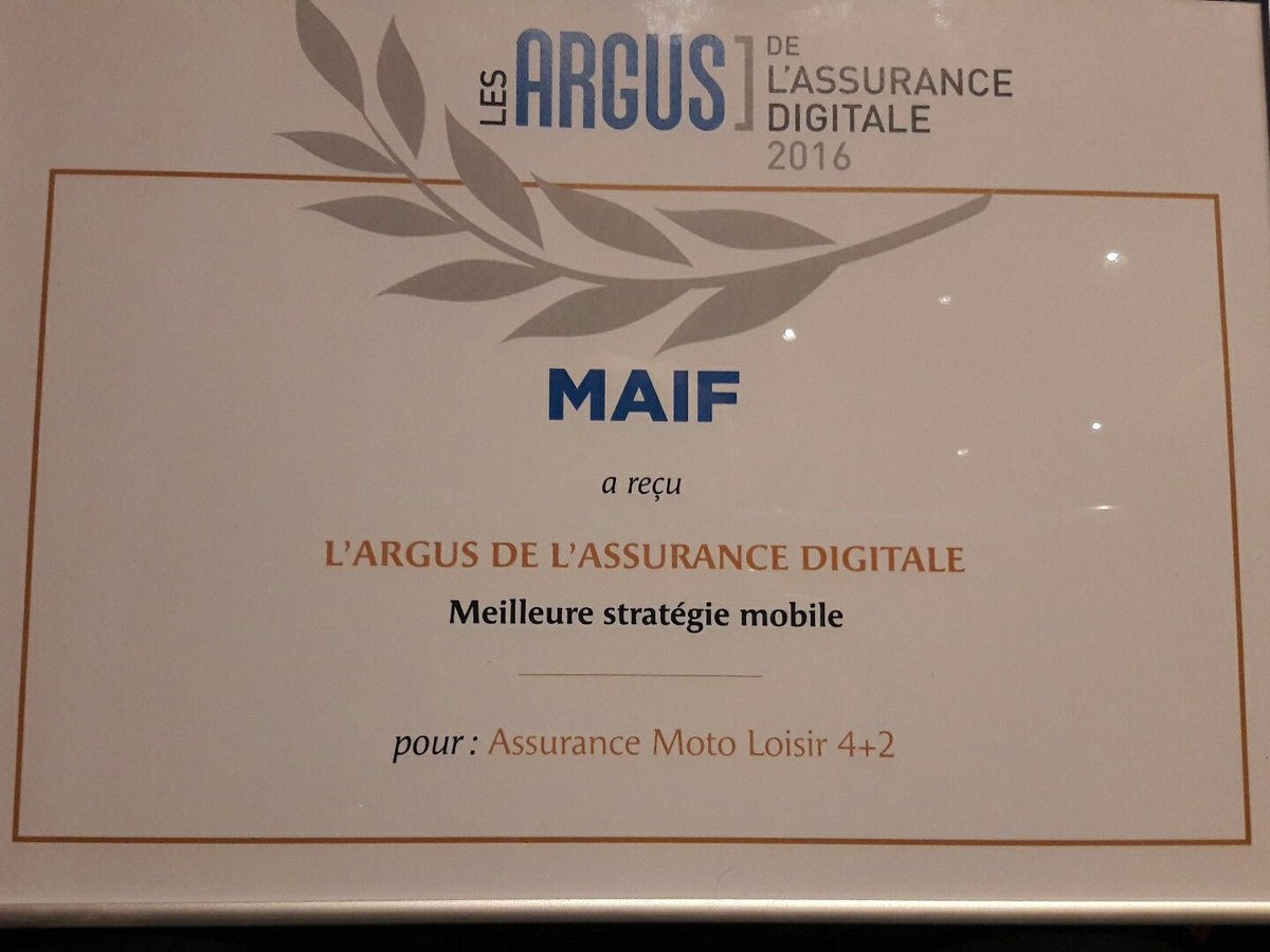 ecnirp1969's tweet photo. 4+2 1er prix strategie mobile des #argusdigital 2016. Bravo aux équipes #maif et #altimaassurances pour cette belle aventure https://t.co/KG8TZP9yOG