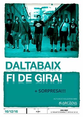16 Desembre: Concert solidari per l'Arcàdia a l'Espai obert de Sants facebook.com/DALTABAIX-1505… <a href="/EspaiObertSants/">Espai Obert</a> #sants #barcelona #ska #rock