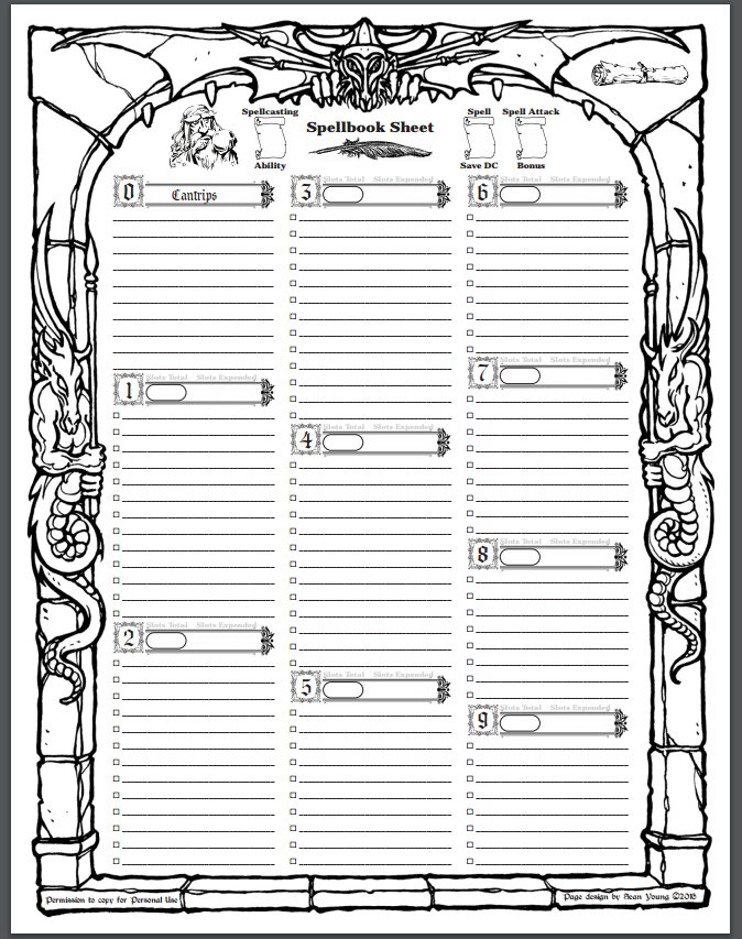 Dnd 5e Character Sheet Pdf Spell Sheet