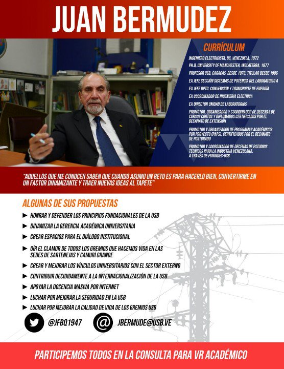 REIEEEUSB's tweet image. Desde @reieeeusb apoyamos la candidatura del Prof. @jfbq1947 al vr académico. Persona dedicada y con gestión de trayectoria #USBve