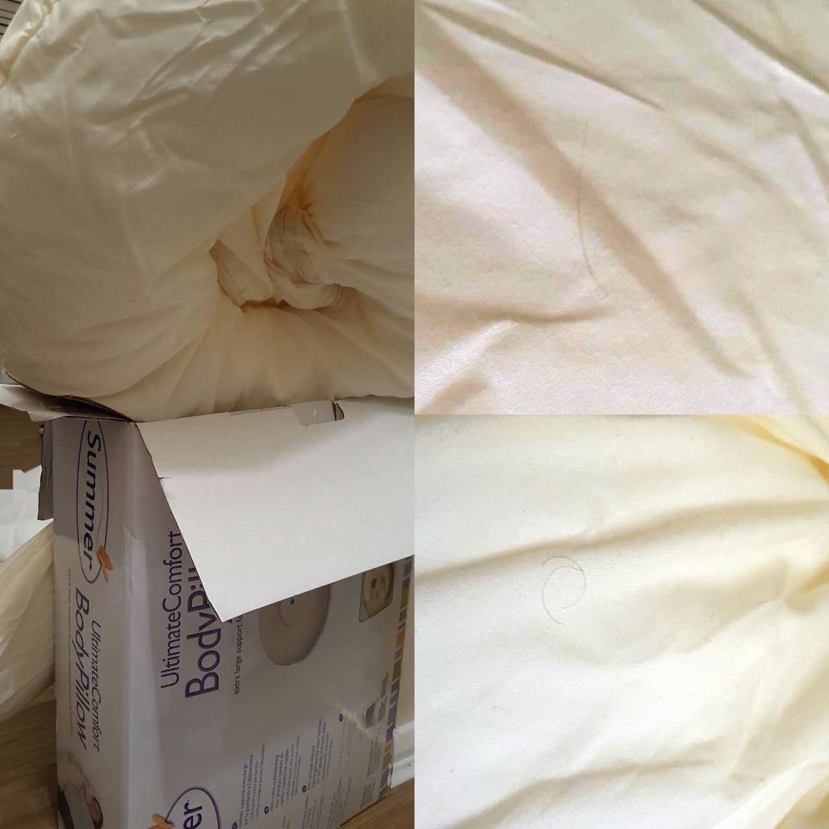 cleantechken's tweet photo. Very disappointed: picked up this pillow, disgusted that it was used, populated with (pubic?) hair @Argos_Online @ArgosHelpers #argosfail https://t.co/6CPAHqLsVs