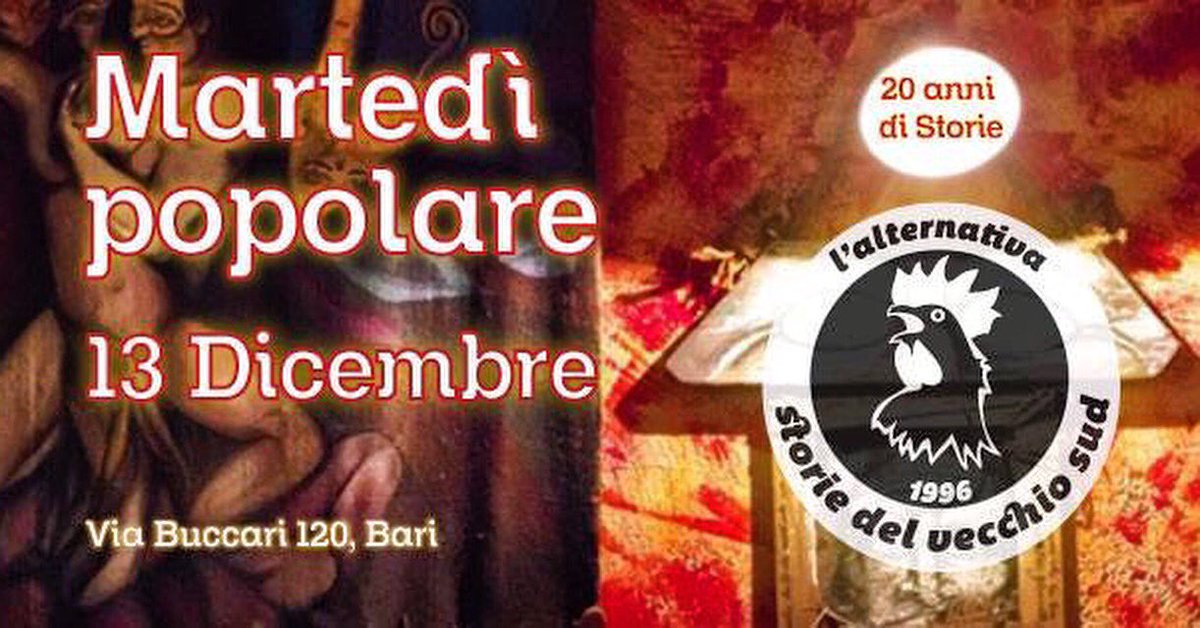 storiedvs's tweet image. Tra poco! #martedìpopolare #20annidistorie #music #live #livemusic #folk #song #tarantella #beer #wine #food