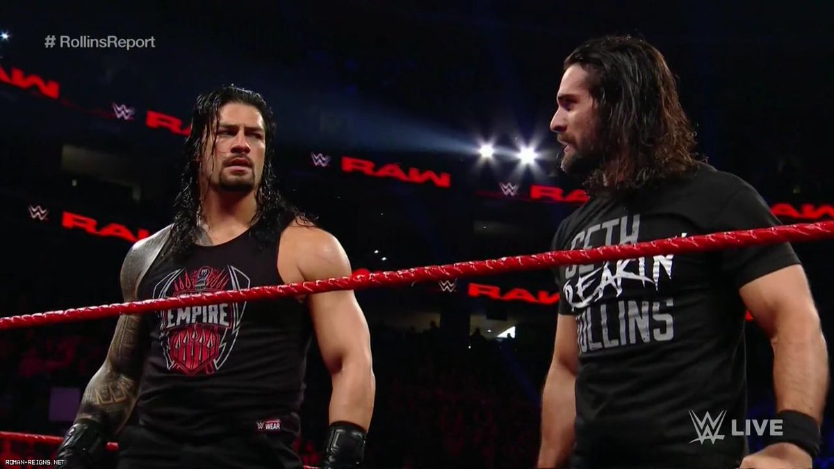 FedeAle1525's tweet photo. The best end of #RollinsReport ๐๐๐
Even Roman was late to rescue Seth ... I was worried ๐๐
#RAW #RomanReigns #SethRollins https://t.co/pvQGOsLhg9