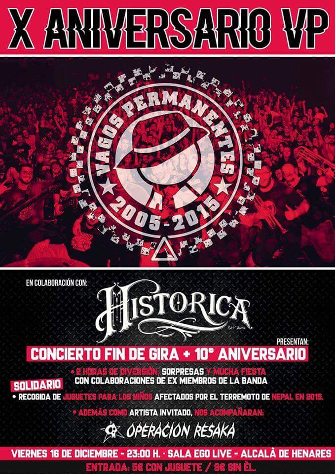 Este Viernes #16DIC los @vagospermanente - Concierto X Aniversario en <a href="/SalaEgoLive/">Sala Ego Live</a> 
#AlcalaDeHenares #Ska #Punk #Metal