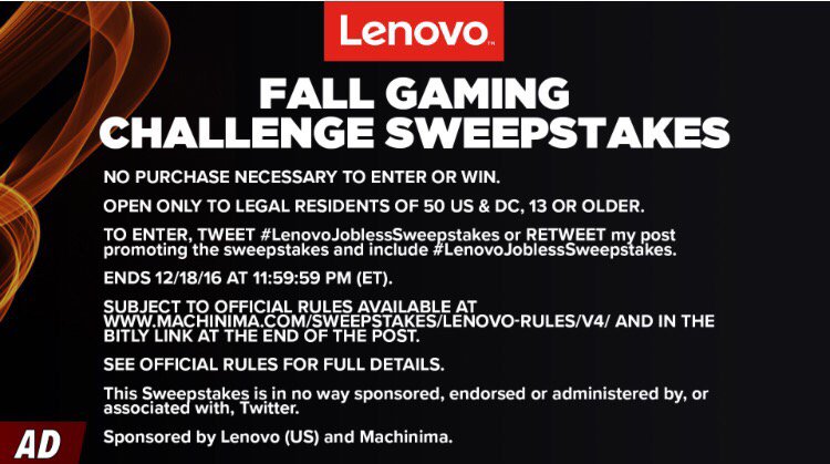 JoblessGarrett's tweet image. Want 2 win a laptop? 2 enter tweet me or RT this and include #LenovoJoblessSweepstakes! 50US/DC 13+ #ad bit.ly/2diUx5m