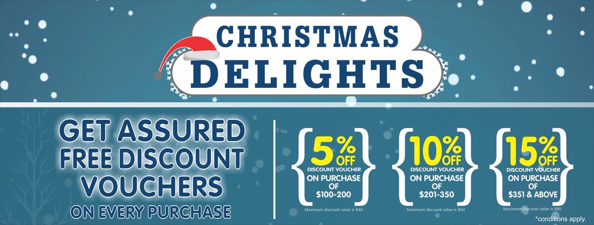 Get Assured Free Discount Vouchers On Every Purchase.  
#ChristmasDelights