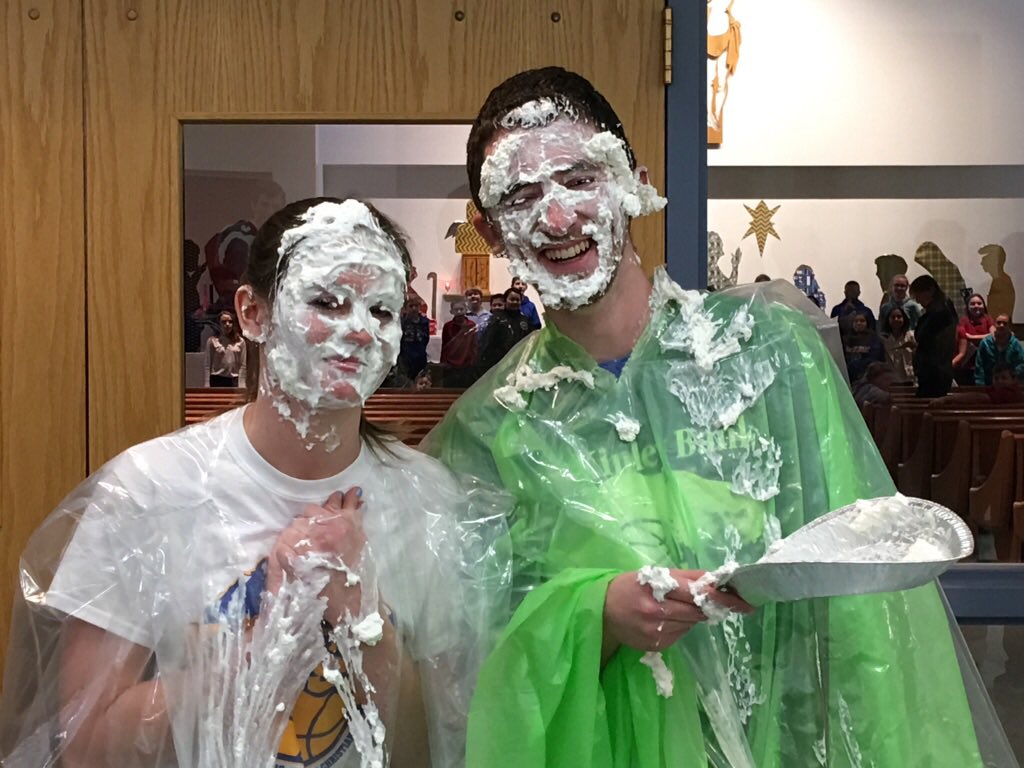 Over $300 was raised for the Penny Drive! Maggie Wallace and Mr. Pruchnik received the most money in their boxes AND a pie in the face!