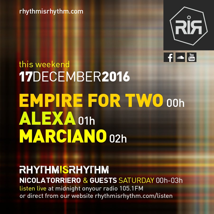 Next up on R.I.R we have some great talent! Stay tune...#Alexa #Empirefortwo #Marciano #nicolatorriero #underground #music