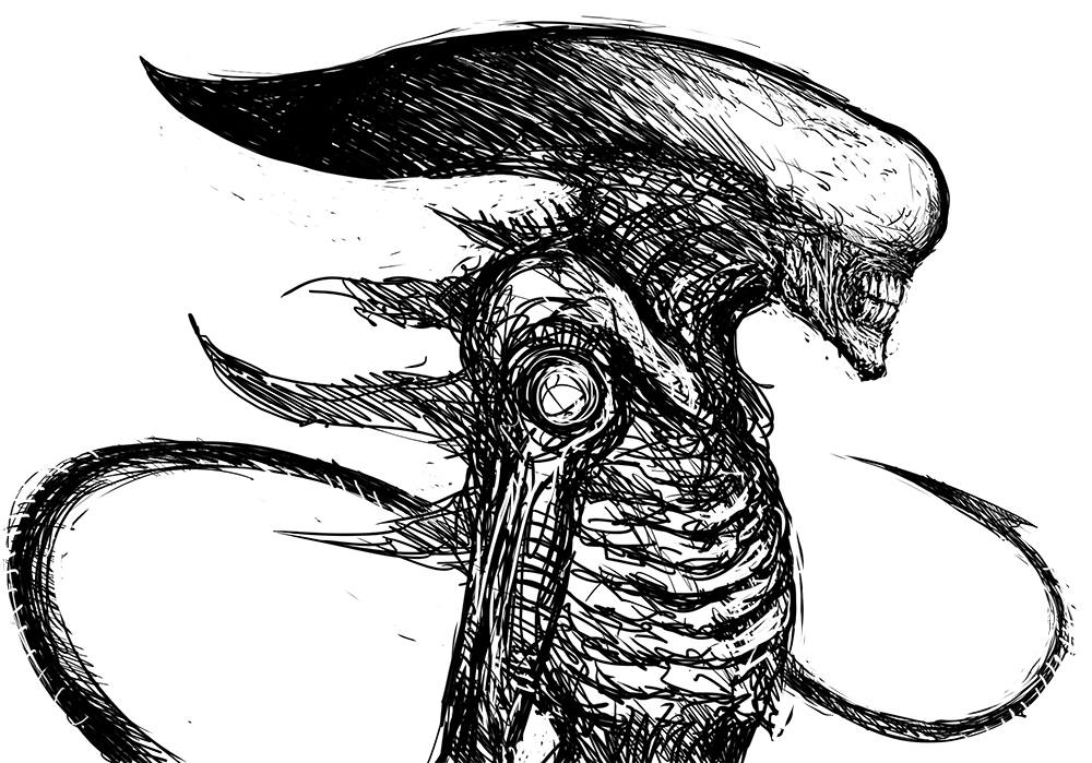 How to draw Alien (Alien Covenant) 