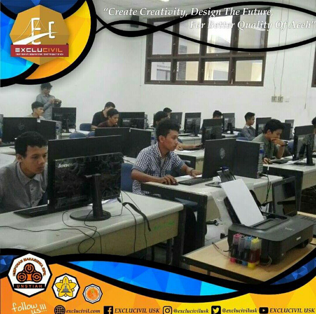 Sedang berlangsung Autocad Competition di Balai Muasyarah Fakultas Teknik Sipil Universitas Syiah Kuala