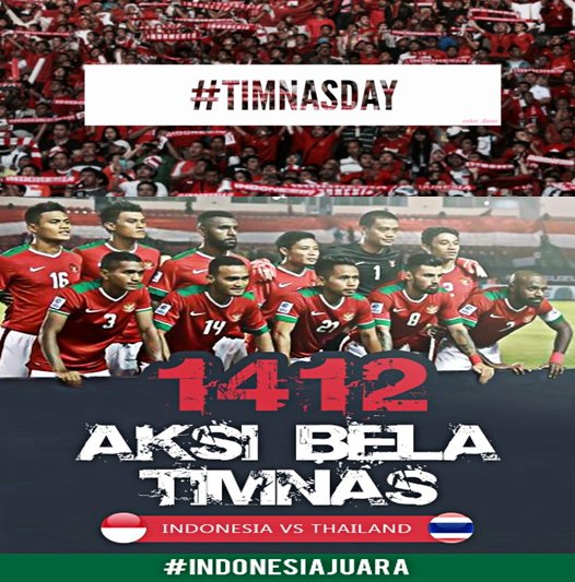 Sahabat Indonesia dimanapun berada.
Ayo kita dukung Aksi #TimnasDay 🇮🇩

#BelaTimnas 1412,
Yakin #IndonesiaJuara ! 
Allahu Akbar. Al-Fatihah