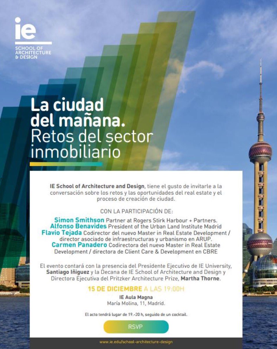 CarmenPanadero's tweet photo. No te pierdas mañana día 15 la presentación de nuevo #ieMaster de #RealEstate Development @IEbusiness @ieArchDesign @WIRES_Spain @ULIEurope https://t.co/zcwYi152WY