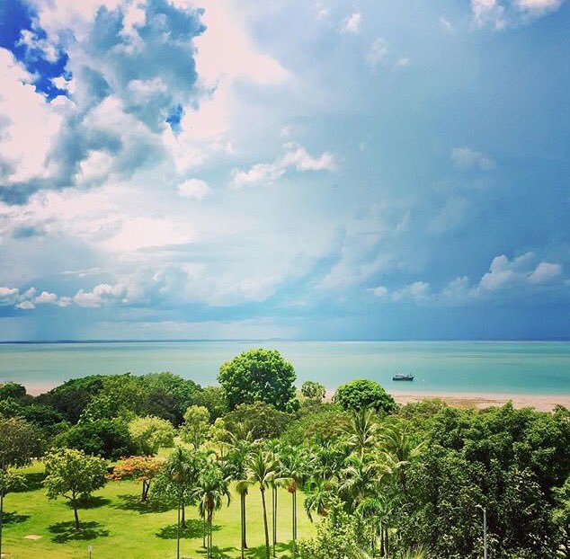 In Darwin watching the storms roll in across the bay. Onstage at the Entertainment Centre (across the road from this idyllic scene) at 8pm