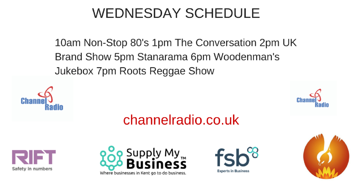 Here are Wednesdays shows for your information, enjoyment and delight Tune in at channelradio.co.uk
