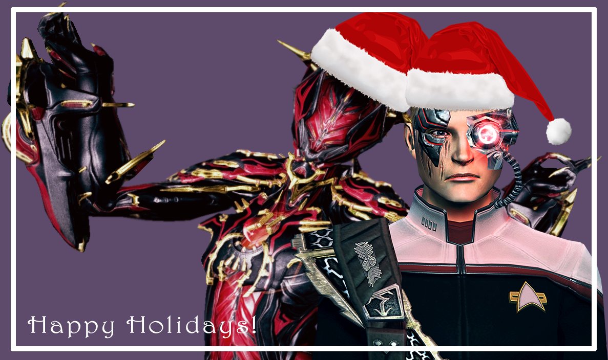 Grumpy_Val's tweet photo. Obligatory derp header &amp; icon up. Happy holidays everyone. Both to #Warframe @playwarframe folks and my #STO @trekonlinegame homies. <3 https://t.co/JnO1eBNF2L