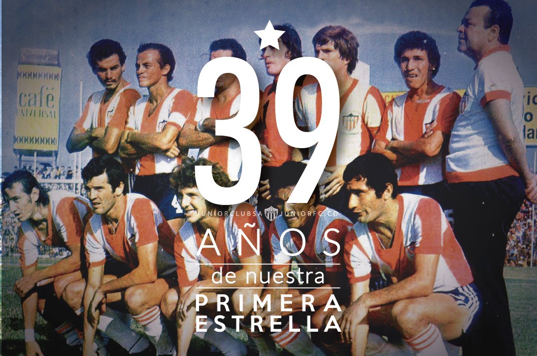 JuniorClubSA's tweet photo. Un día como hoy, hace 39 años, celebrábamos nuestro primer título en el fútbol profesional colombiano:
14/12/1977
#FamiliaJuniorista https://t.co/o7CSFemD6n