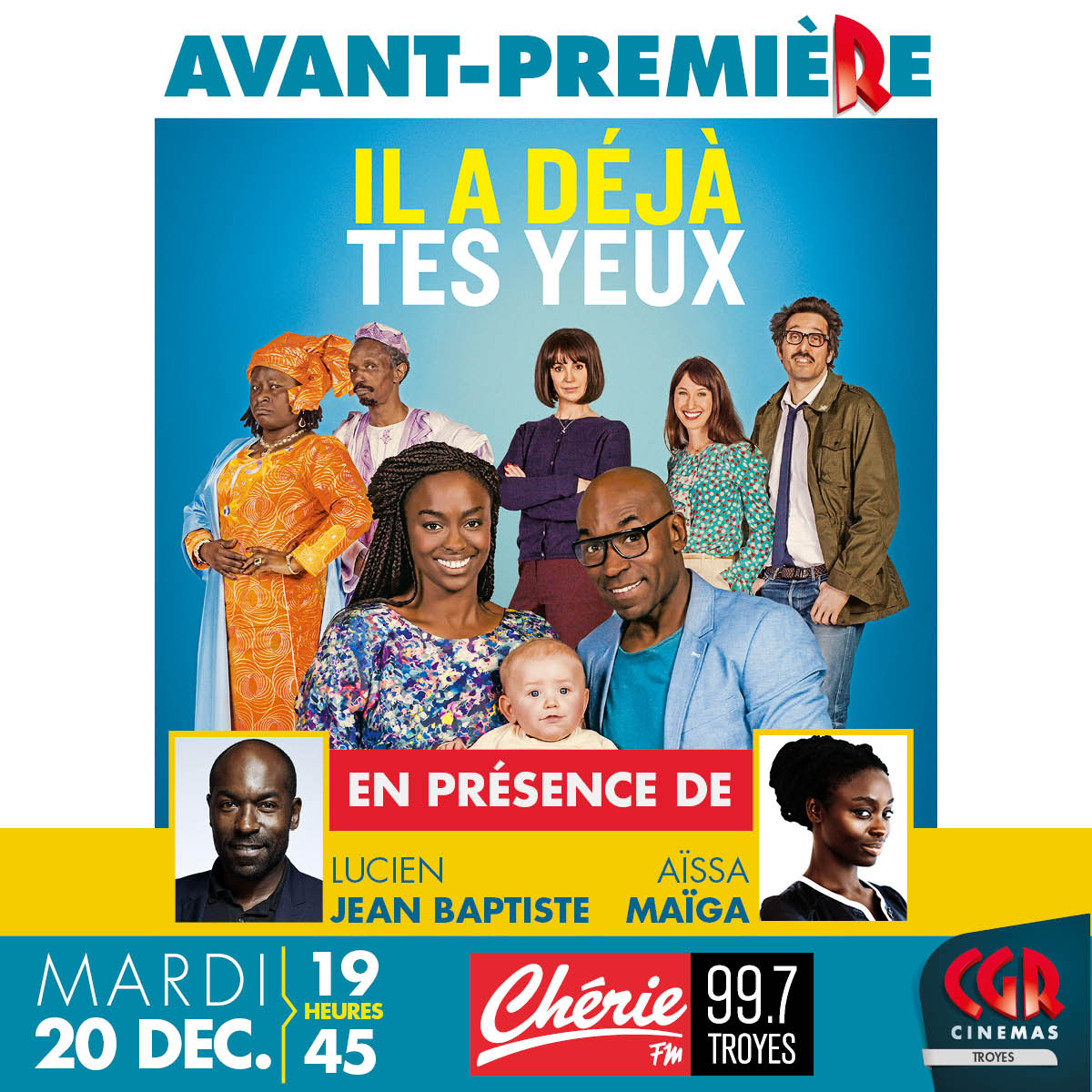 Clement_Gosseye's tweet photo. @Lucien_JBaptist et @AissaMaiga  seront au cinéma #CGR  #Troyes Mardi 20 Décembre à 19h45 pour vous présenter #IlaDéjaTesYeux #AvantPremière https://t.co/kKgb5pTXUU