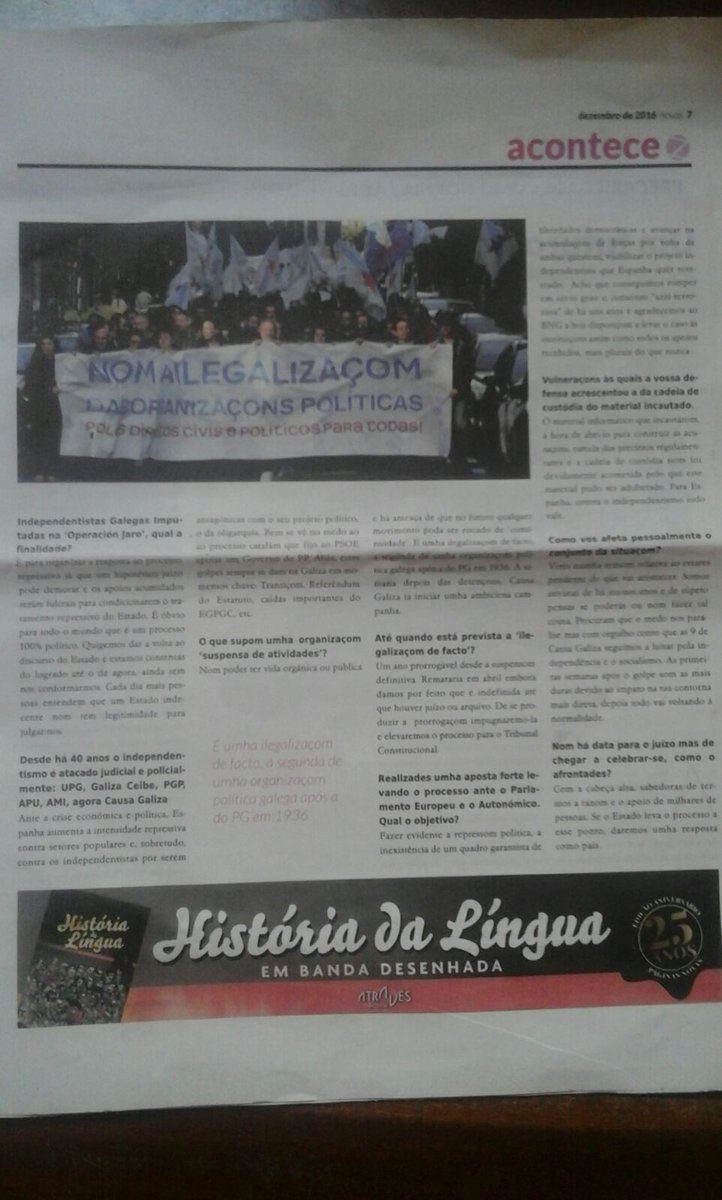 Coletivo_24J's tweet photo. Jornal independentista @NovasdaGaliza entrevista neste mês Borxa Mejuto, detido na #OperaciónJaro. Animamos-vos a mercá-lo em papel. https://t.co/jOF5ejMc9p