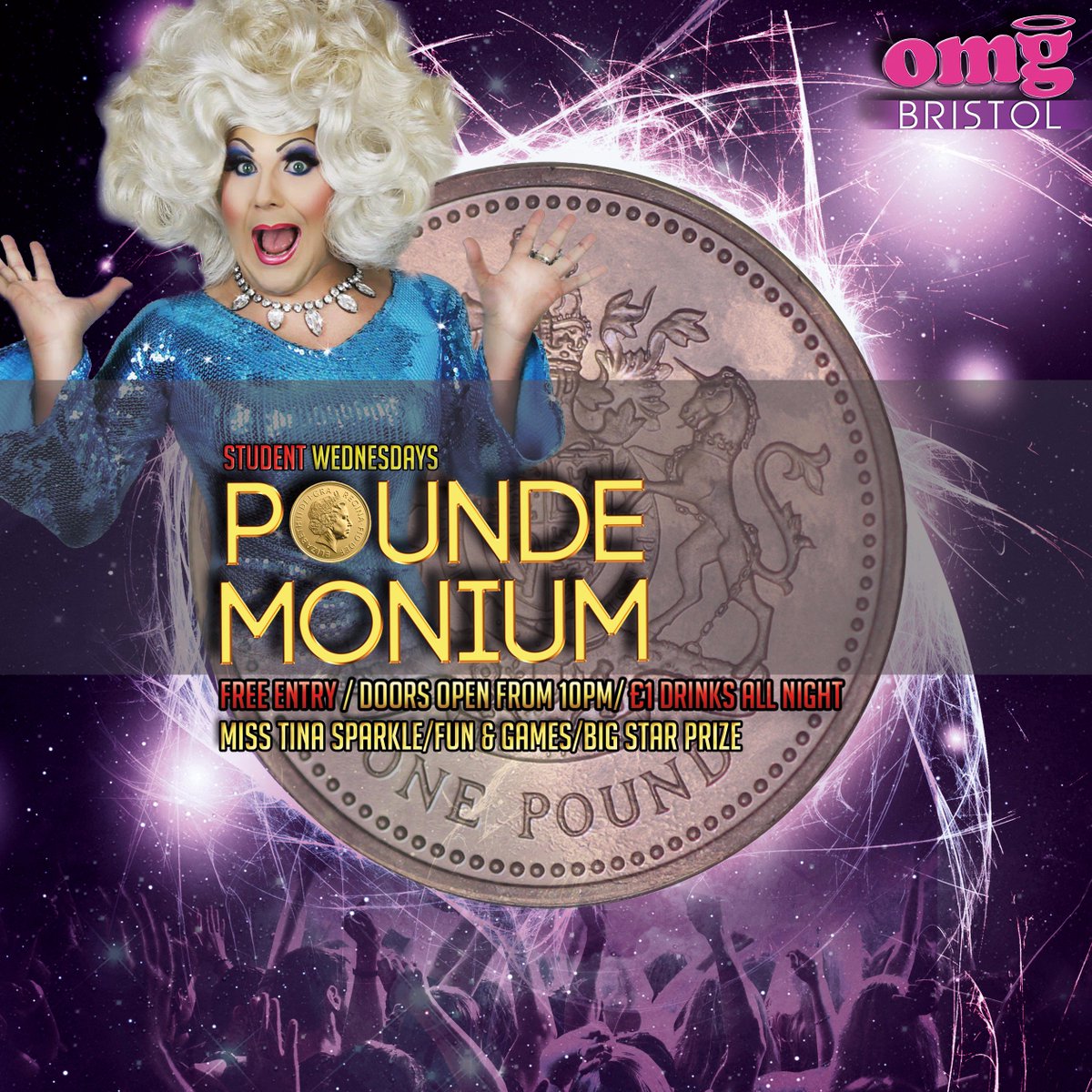 OMGVenues's tweet photo. TONIGHT! #POUNDEMONIUM! With @TinaSparkle_ π
FREE ENTRY + Β£1 DRINKS.. π
#OMGBristol #Gay #Bristol π https://t.co/FEq3ZgPZEe