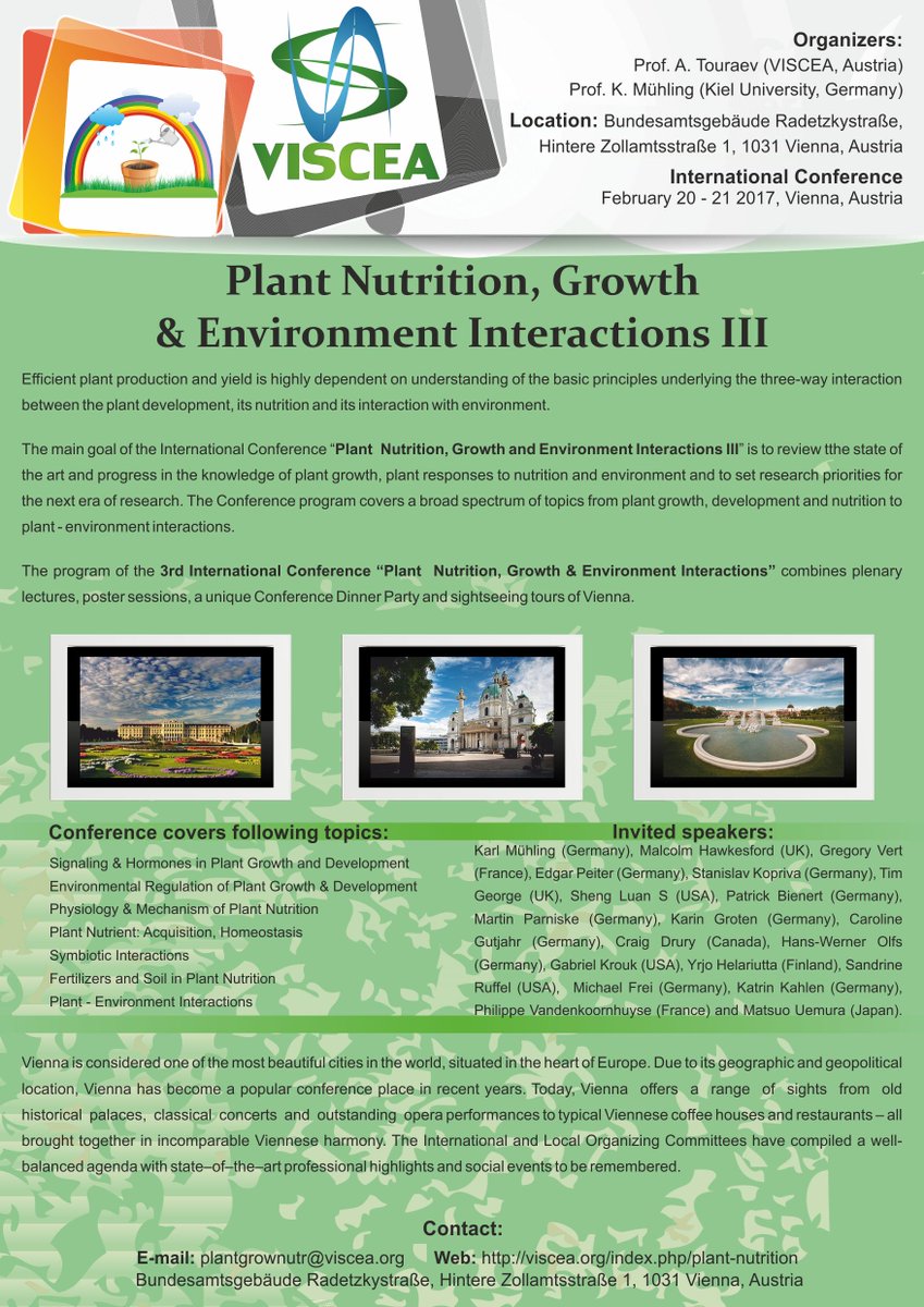#EarlyBird #RegistrationDeadline for Plant  Nutrition, Growth &amp; Environment Interactions III is approaching! interconvention.eventsair.com/viscea-2017/re…