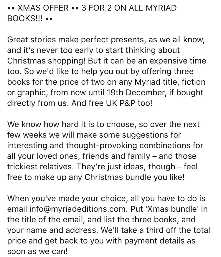 MyriadEditions's tweet photo. Childhood perspectives & young narrators in today's 3-4-2 #xmasbundle @hannahvincent22 @Fayette_Fox @IsabelAshdown https://t.co/3nJ63VIqH9