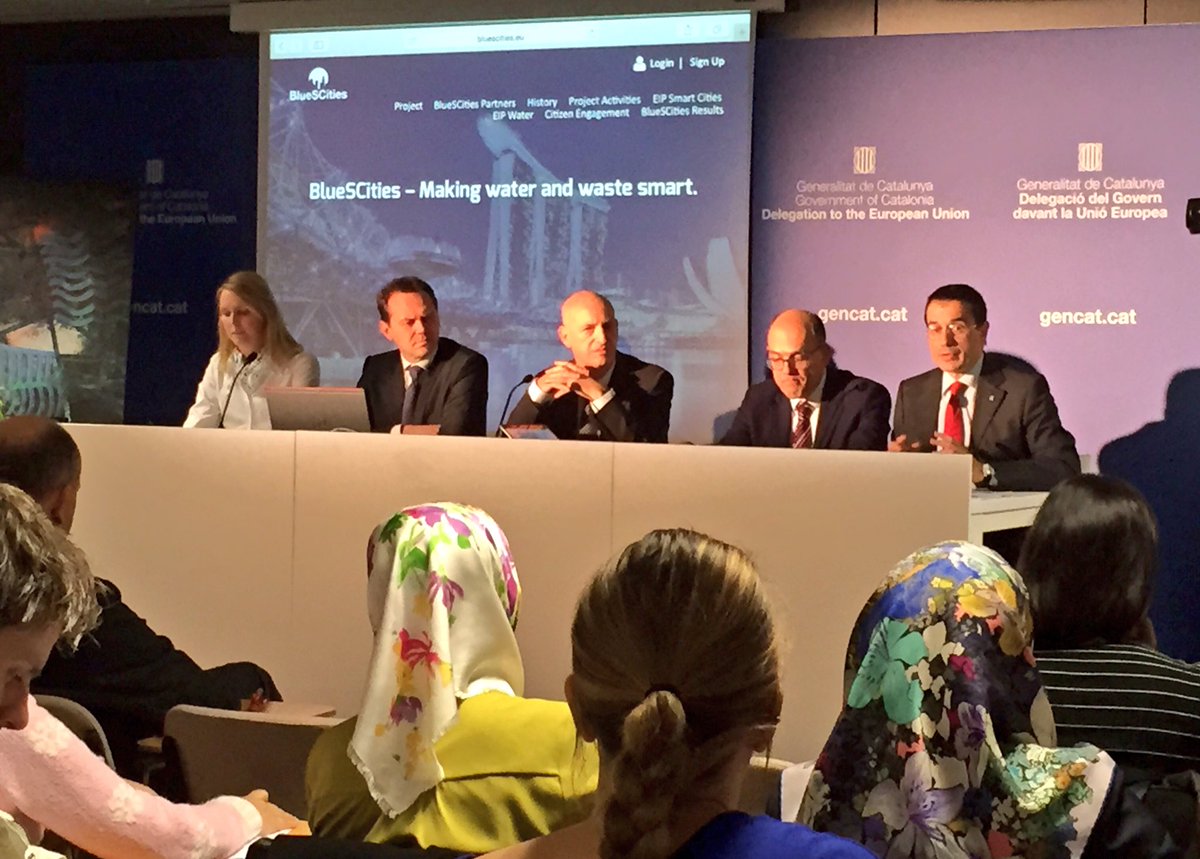 Catalonia_EU's tweet photo. Representative of the @catalangov to the EU @aaltafaj welcomes @bluescitieseu final conference participants taking place in our venue today https://t.co/zelzPFms02