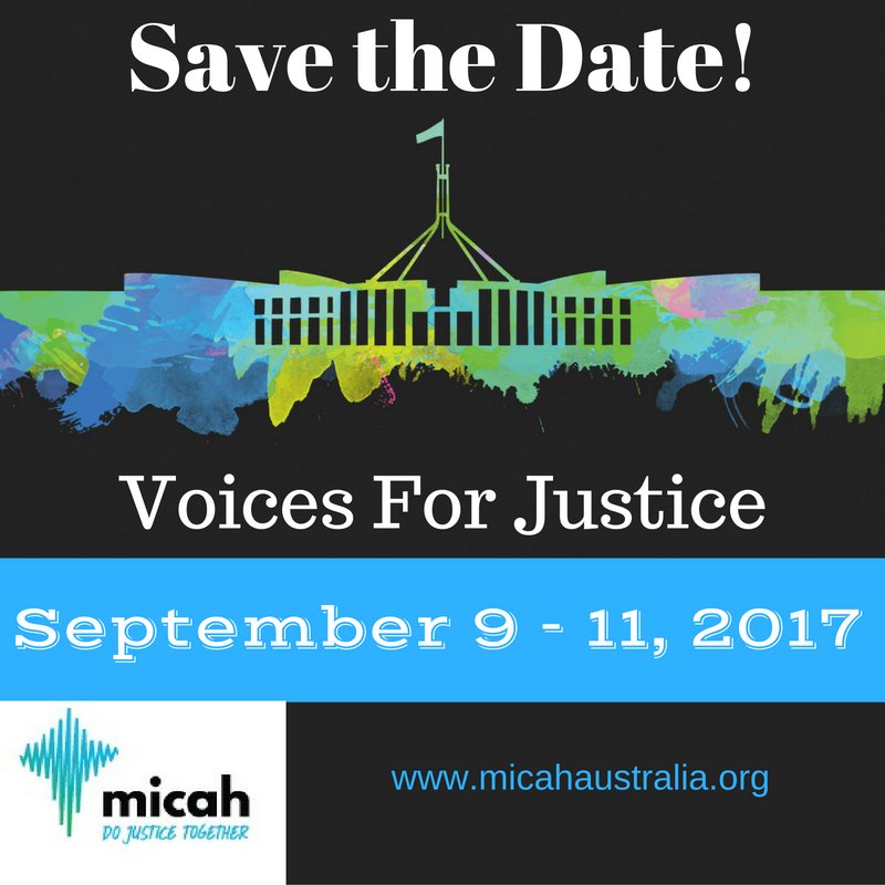micahaustralia's tweet photo. Save the Date! Voices for Justice 2017 will be on the 9th - 11th of September! #VFJ2016 #VFJ2017 #VFJ #MicahAustralia https://t.co/e5fzNfpVtR