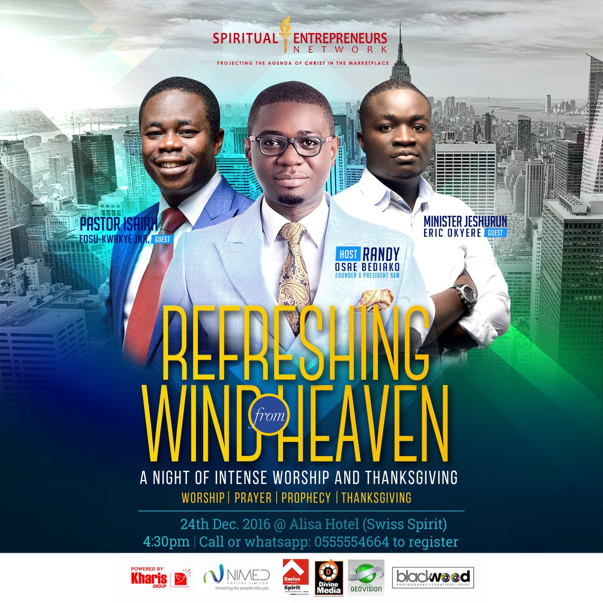 theSENGhana's tweet photo. Join us for this month’s @theSENGhana Meeting on the theme #RefreshingWINDfromHEAVEN on 24|12|16 at Alisa Hotel 
Call 0555554664 to register https://t.co/o0MupgVoOt