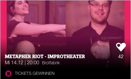 42 Herzen schlagen schon für uns bei <a href="/askhelmut/">Rausgegangen Berlin</a> - ihr könnte Karten gewinnen für die @BrotfabrikBln heute askhelmut.com/lists/helmuts-… #impro
