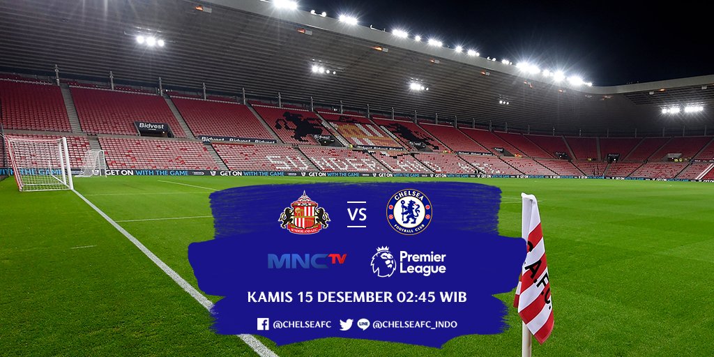 chelseafc_indo's tweet photo. Dini hari nanti kami akan bertandang ke markas Sunderland dalam lanjutan Premier League. Disiarkan oleh MNC TV pukul 02:45 WIB. #CFCIndo https://t.co/Pnsp8TsUi6