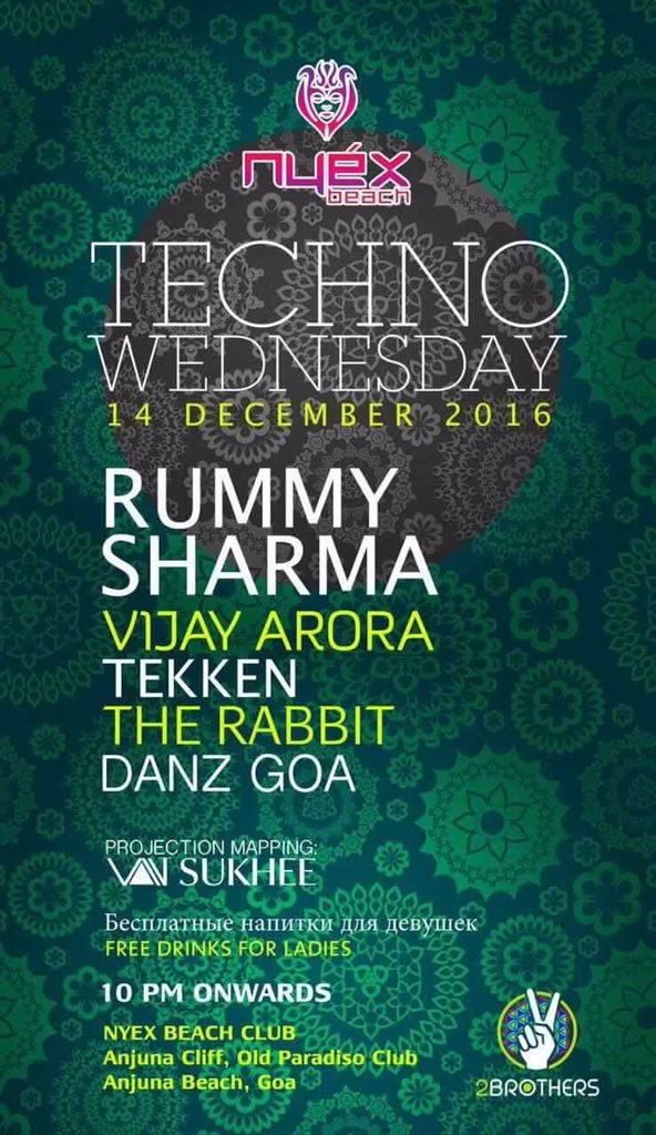 Techno night <a href="/groovenitin/">djnitin</a> <a href="/VijayArora_djvj/">Vijay Arora</a> &amp; free drinks🍸🍸 for ladies <a href="/ClubNyex/">Nyex Beach</a> 💃🏻💃🏻
