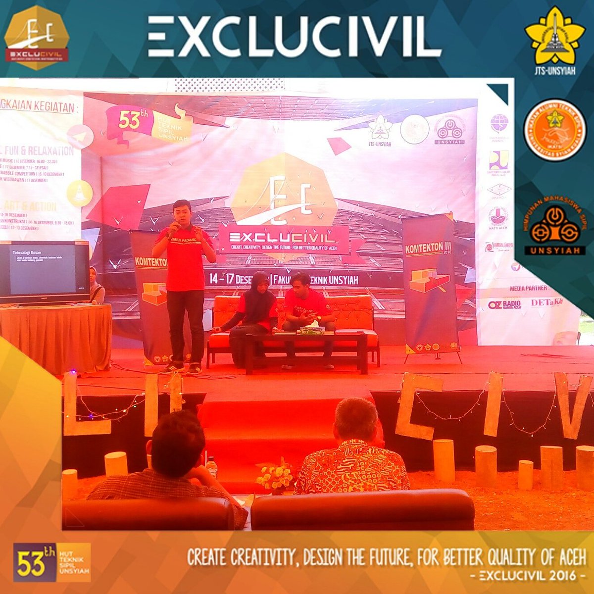 Sedang berlangsung presentasi Unmuha A lomba komtekton III di Exclucivil 2016 <a href="/univ_syiahkuala/">Universitas Syiah Kuala</a> <a href="/HMSFTUSK/">HMS-FT.USK</a> <a href="/UKMPersDETaK/">UKM Pers DETaK</a> <a href="/ozradioaceh/">OZ RADIO BANDA ACEH</a>