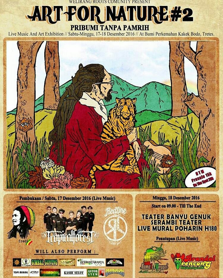 Halo kanca segaris, piye kabare rek? Sek doyan seng adem2 toh ya, kita bsk tgl 17 ngadem bareng musisi2 handals reggae di "art for nature".