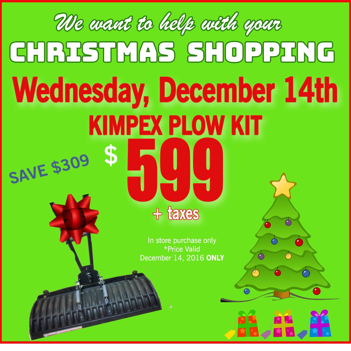 CountryCorners1's tweet photo. Make someone's Christmas!  Let them have fun plowing snow with a Universal Plow kit - only $599! https://t.co/lAc3ZWr4R4