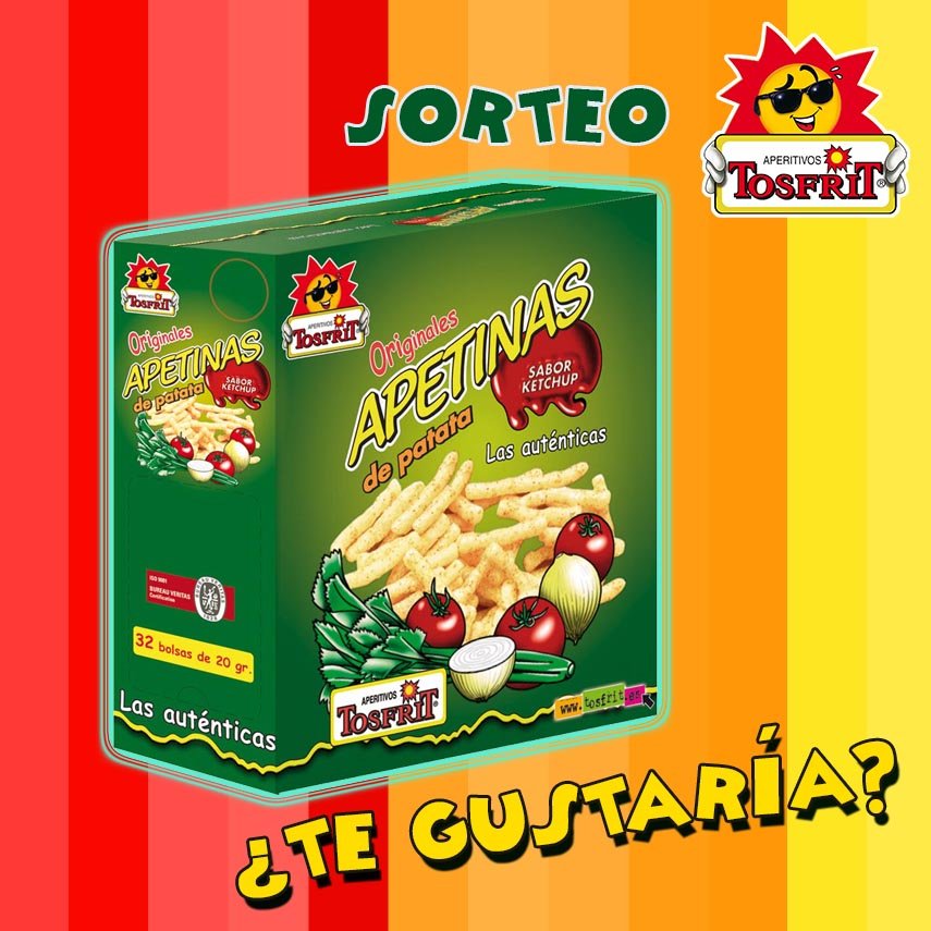 TosfritOficial's tweet photo. ¿Quieres un lote de #Apetinas kétchup? Haz RT, síguenos, comenta con el hashtag #Apetinas y entre todos sortearemos un lote 😉 https://t.co/XHoYZP6Sca