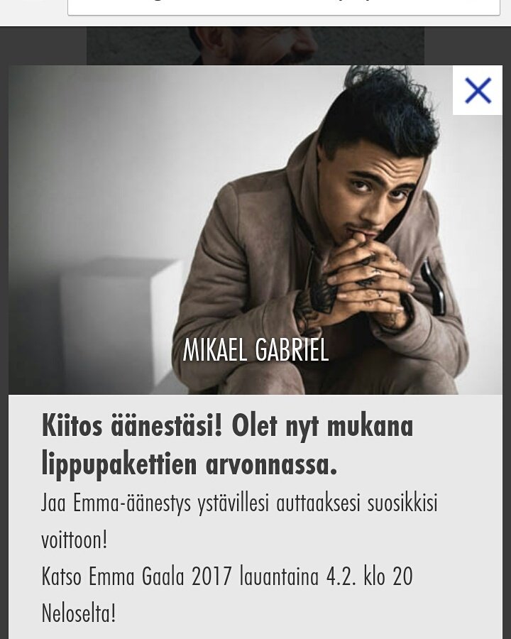 oonaaa00's tweet photo. nyt kaikki menee äänestää mikluu!❤
#teammg @MikaelGabriel @MikaelGabriel 
https://t.co/csrgWnzL1P https://t.co/Q9xJDlPvbl